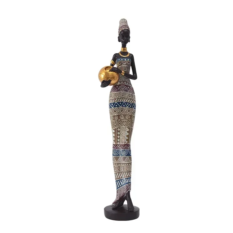 

African Exotic Black Character Sculpture Entrance Living Room Bedroom Desktop Dining Table Home Crafts Ornament Decoration