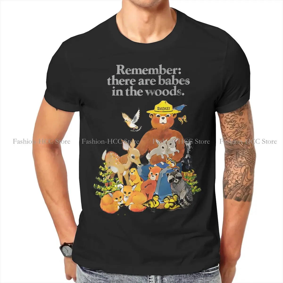 Smokey The Bear Remember There Are Babes In The Woods Tshirt Classic Alternative Men's Tshirts Tops Cotton O-Neck T Shirt