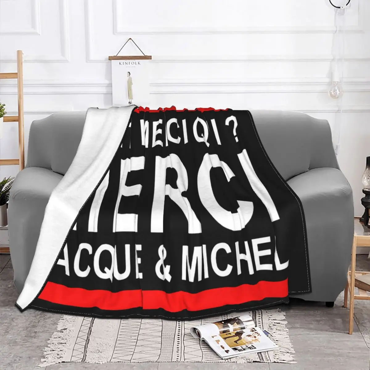 Personnalise On Dit Merci Qui Merci Jacquie Michel Fete Cadeau T030 Ba Top Throw Blanket