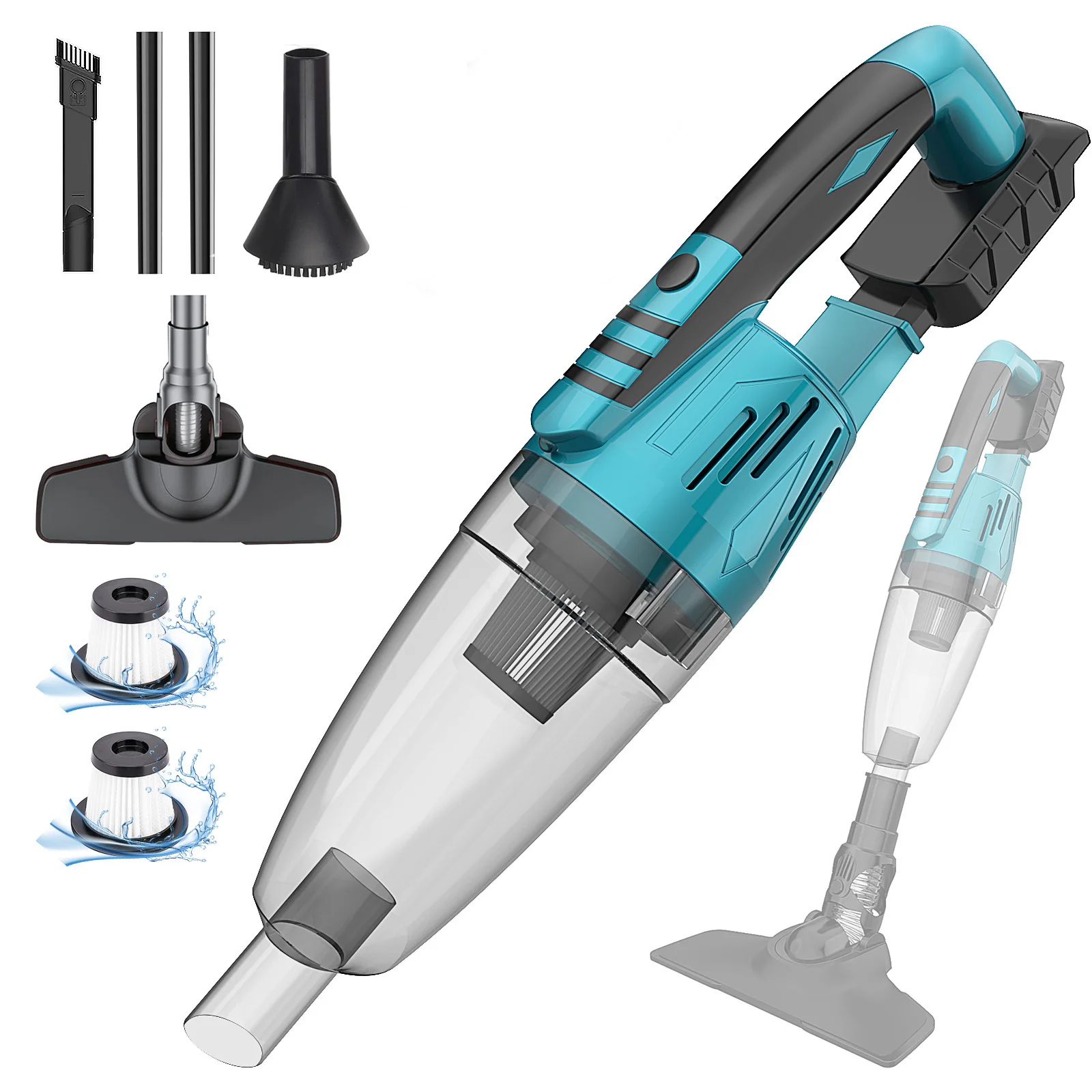 Rechargeable Lithium Battery Powered Portable Handheld Cordless Vacuum Cleaner for Makita 18V Battery for Indoor Cleaning