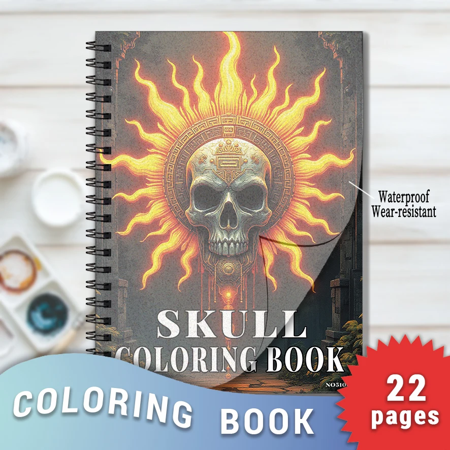 Skull Coloring Book for Adults 8.3x11.2 inches Stress Relieving Creative Art 22 Pages