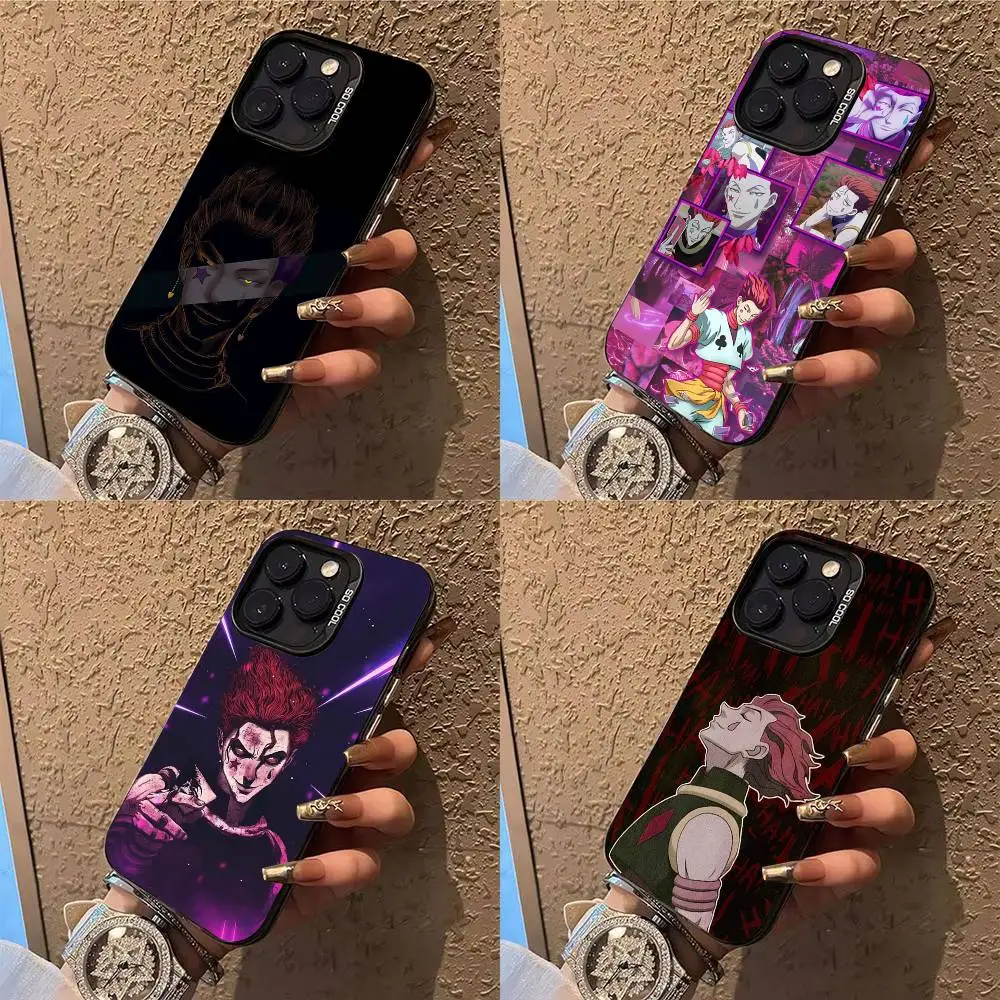 حافظة هاتف أنيمي H-Hisoka M-Morow لهواتف iPhone 17,16,15,14,13,12,X,8,Pro,Max,Plus,E,SE4,Air,Mini IMD أسود غير لامع