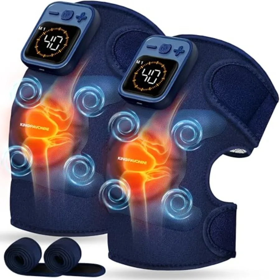 

Cordless Knee Massager for Pain Relief Newly 4 Motors Vibration 5 Heat Levels 6 Massage Modes Knee Heating Pad for Knee Pain He