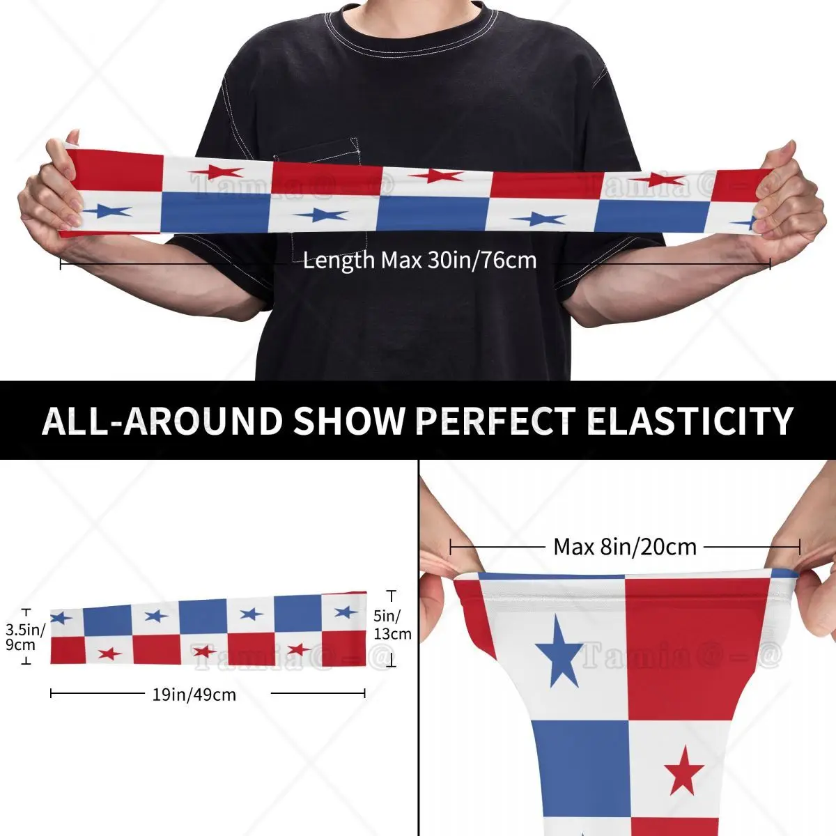 Mangas de brazo de enfriamiento Bandera de Panamá Mangas deportivas de protección UV al aire libre