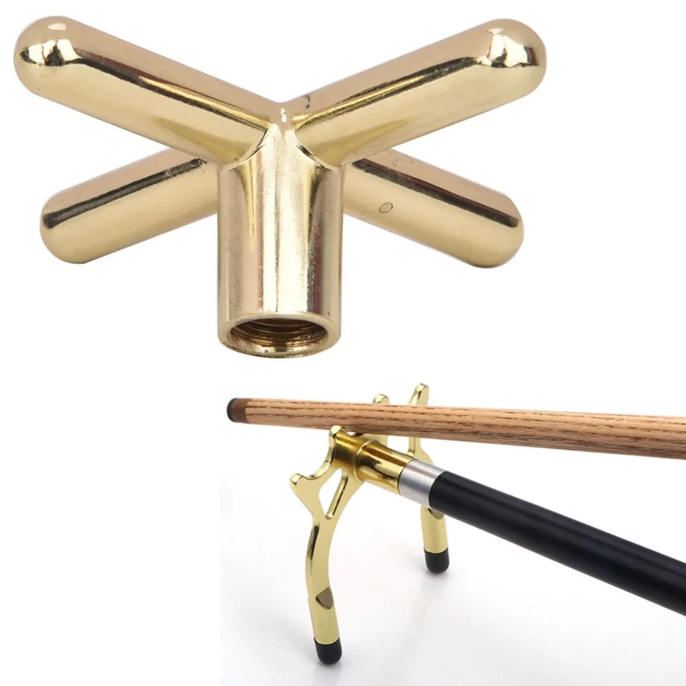 Metal Construction Billiards Bridge Head Brass Coated Rubber Sleeves Snooker Cue Rest Short Bridge Screw-On Type Pool Cue Bridge