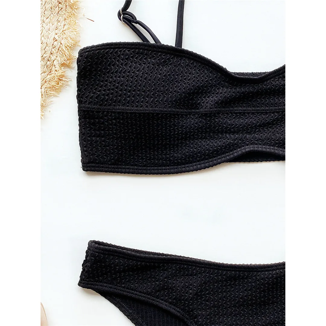 Neuer sexy, geraffter Bikini mit mittelhohem Bund und Polsterung, Damen-Badeanzug, zweiteiliger Bikini-Set, Badebekleidung, Badeanzug, Schwimmanzug V3163 – Detail 17