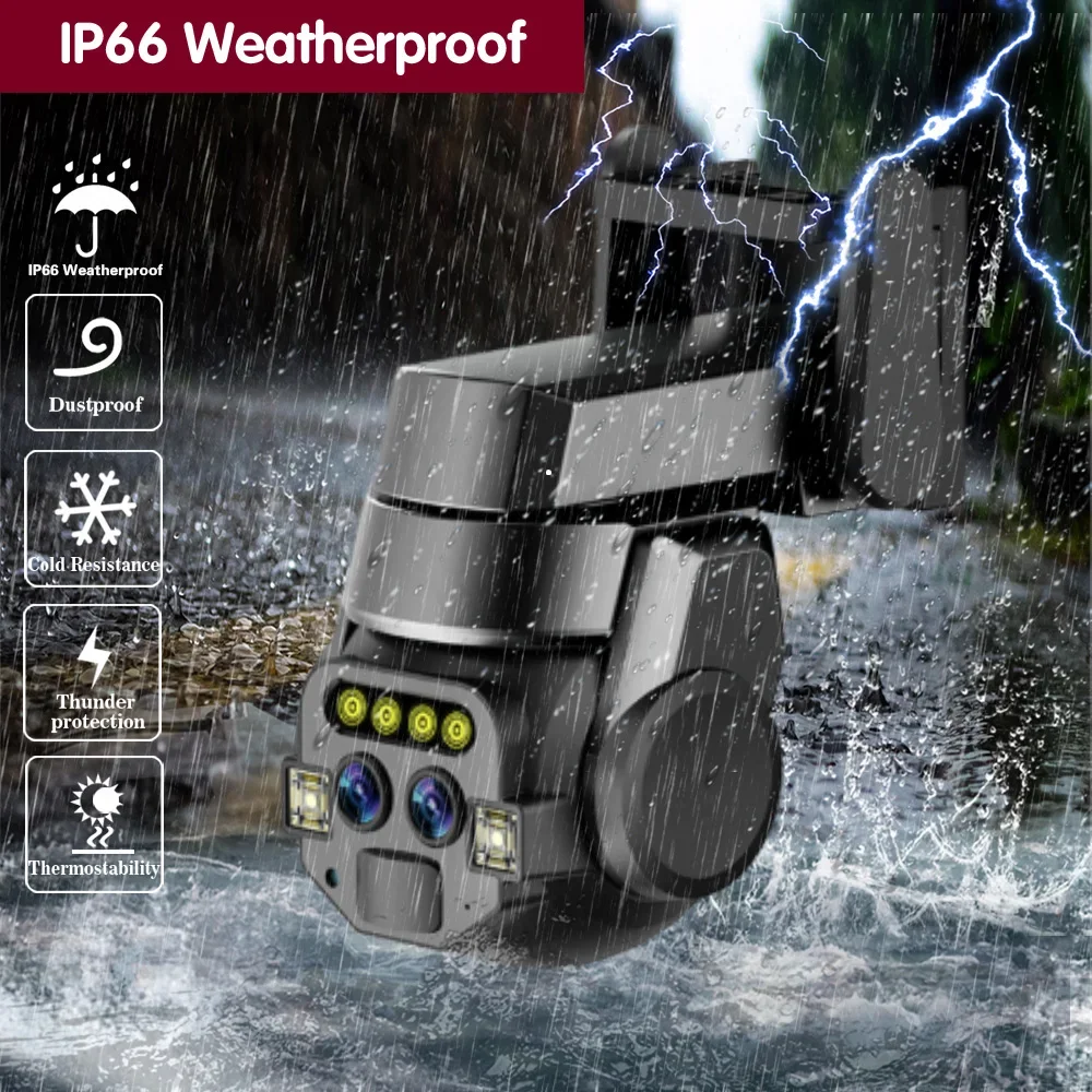 8MP 4K PTZ IP Security Camera 10x Zoom Dual Lens Auto Tracking Outdoor CCTV Wifi Video Surveillance Camera Color Night Vision