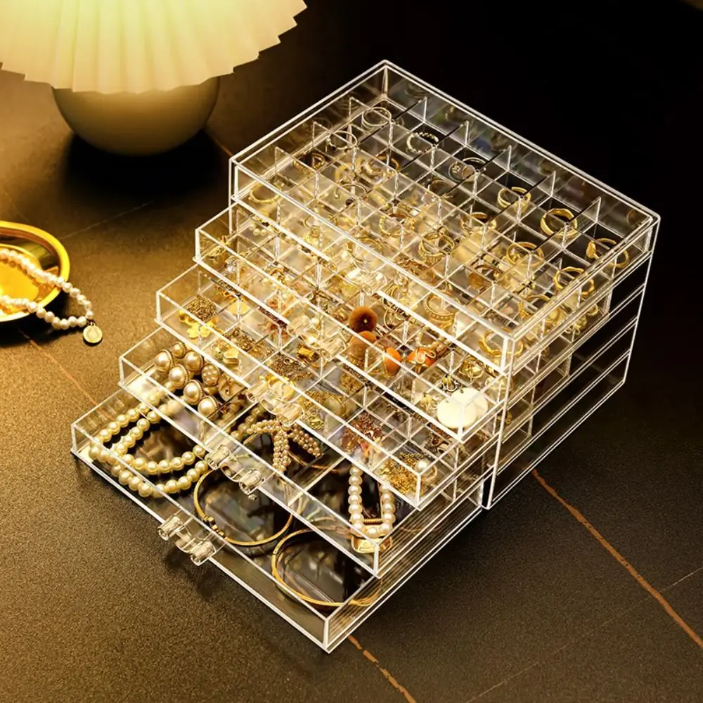 

120Grids Jewelry Storage Box Drawer Style Acrylic Jewelry Transparent Box Ring Earring Necklace Bracelets Nail Art Organizer Box