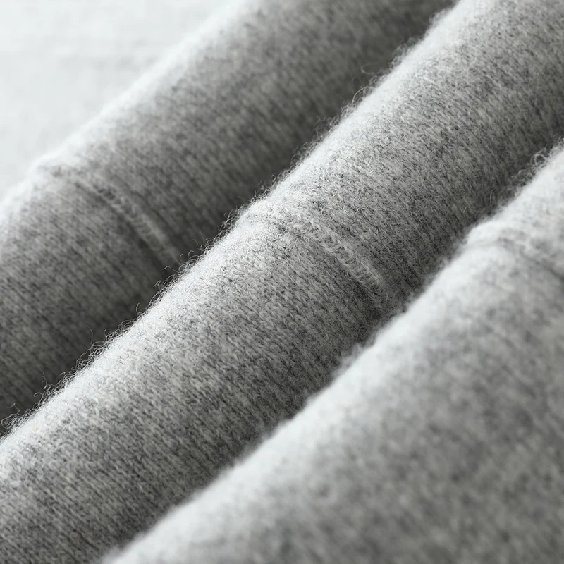 두꺼운 남성용 울 와이드 레그 팬츠 신축성 있는 허리밴드 바지 가을 겨울 에어 레이어 캐시미어 100% 메리노 울 니트 스마트 캐주얼 팬츠