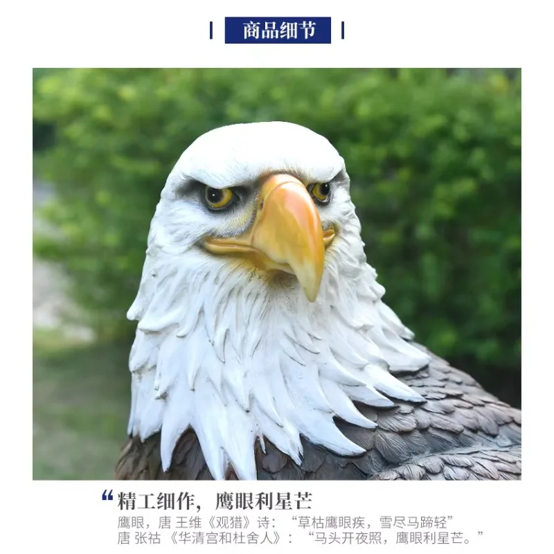 Artificial Art Deco Resin Falcon and Eagle Handmade Outdoor Garden Statue Good Weather Resistance 79x53x109 cm view 6