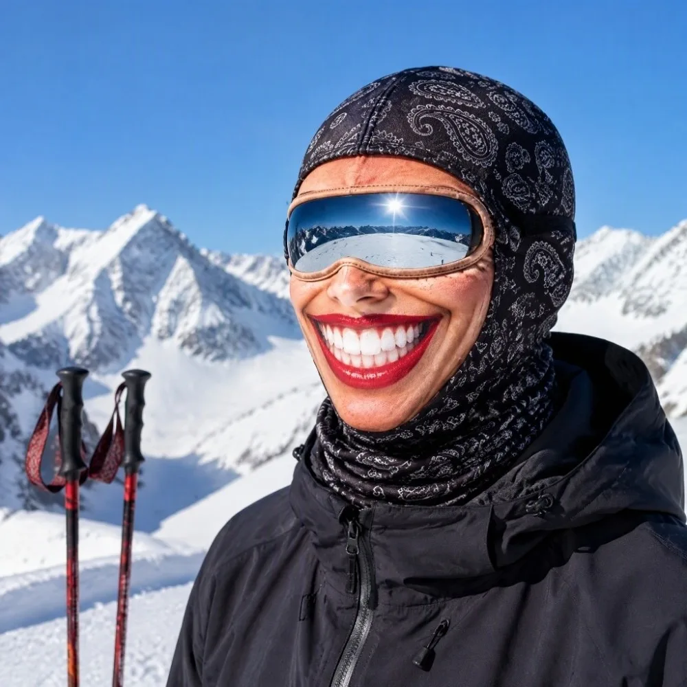 Unisex Size Funny Prank Mask 3D Print Funny Motorcycle Ski Face Mask Breathable Windproof Neck Hood Helmet Liner Skiers
