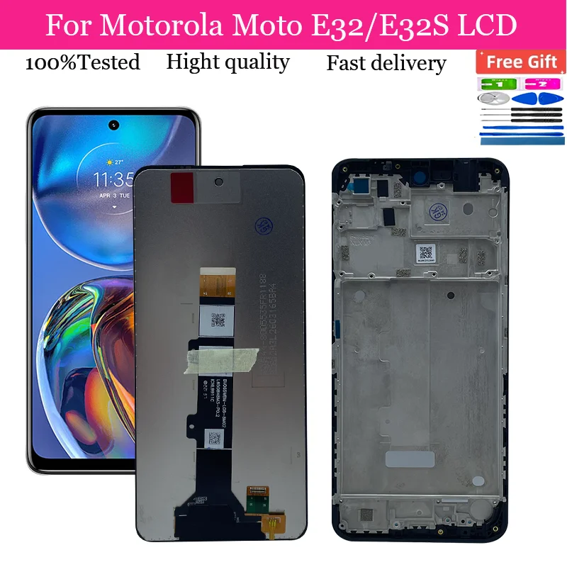 

6.5"IPS For Motorola Moto E32 LCD Display Touch Screen Sensor Digiziter Assembly Replace For Motorola Moto E32S With Frame