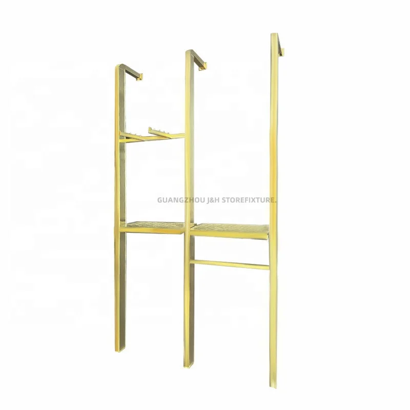 

customized.Boutique Clothing Store Display Racks Golden Wall Mounted Shoes Display Stand Handbag Display Shelf Shop