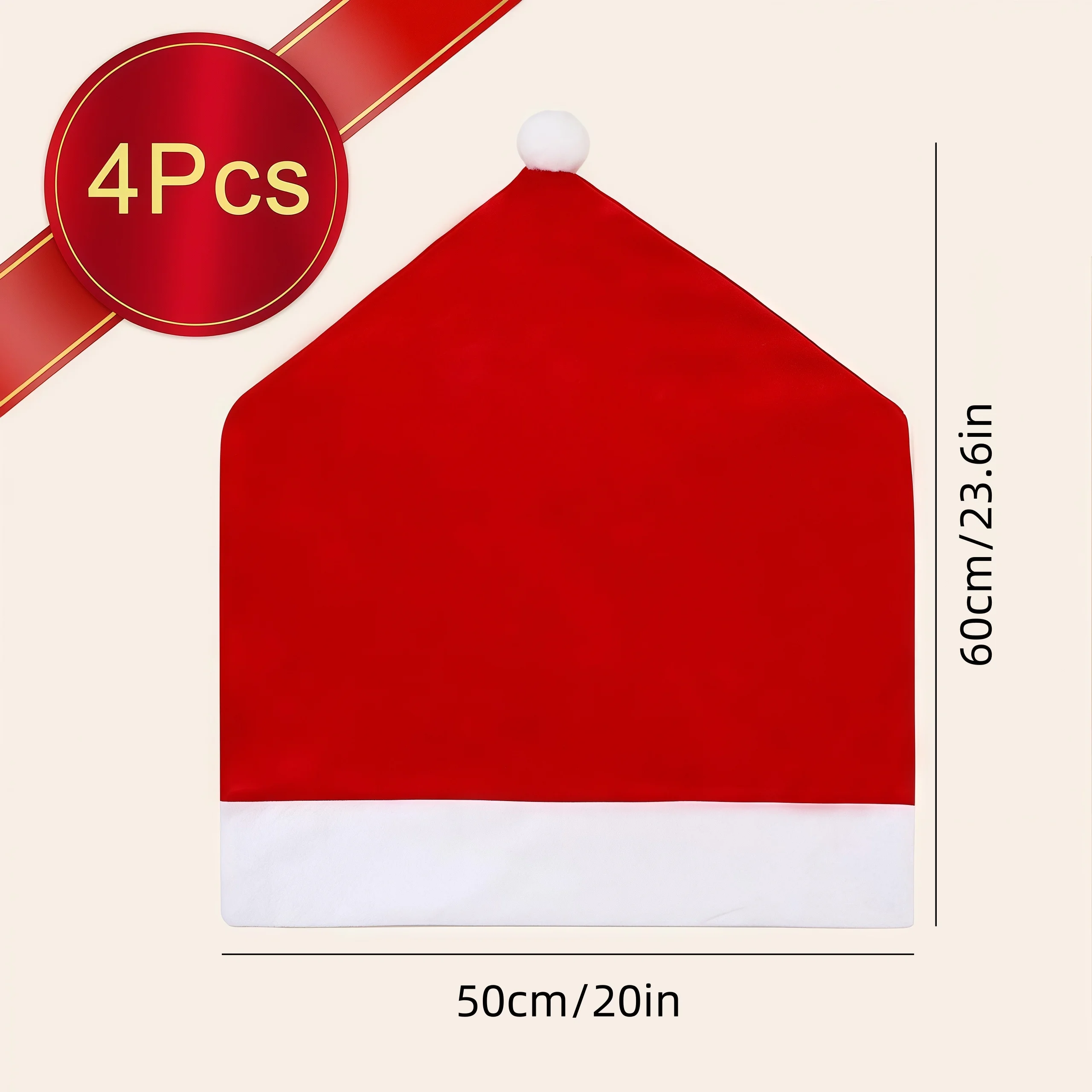 4 قطع من أغطية كراسي عيد الميلاد مقاس 24 × 20 بوصة، ديكورات عطلة احتفالية للمنزل والحفلات، واقيات مقاعد من القماش المتين #2