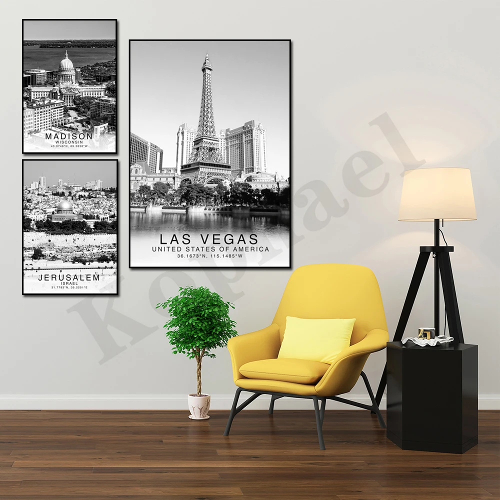 Valencia Madison Capri Jerusalem Seoul Miami Las Vegas Detroit Urban Minimalist Travel Art Poster