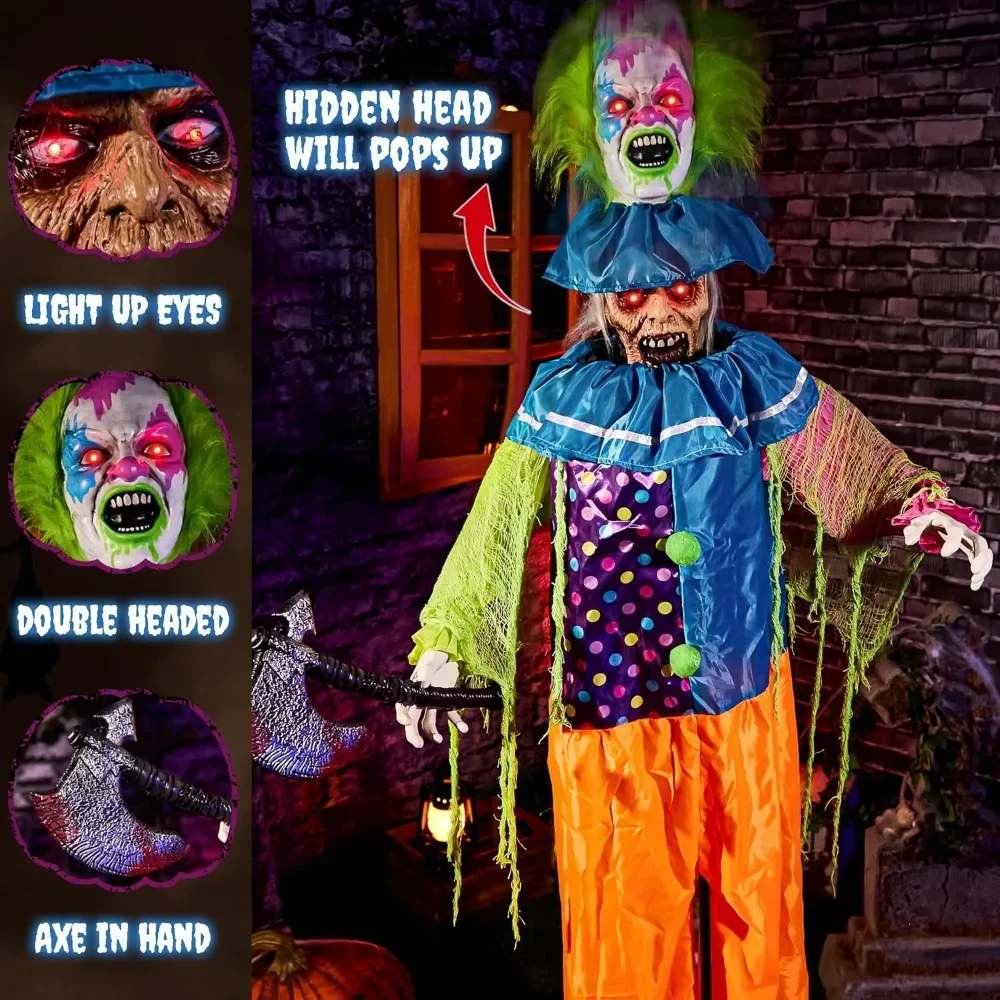 Halloween Outdoor Dress Up, 6FT Joker - Animated Horror Talking Decoration - Sound Activation, Weird Sounds, Weird Actions