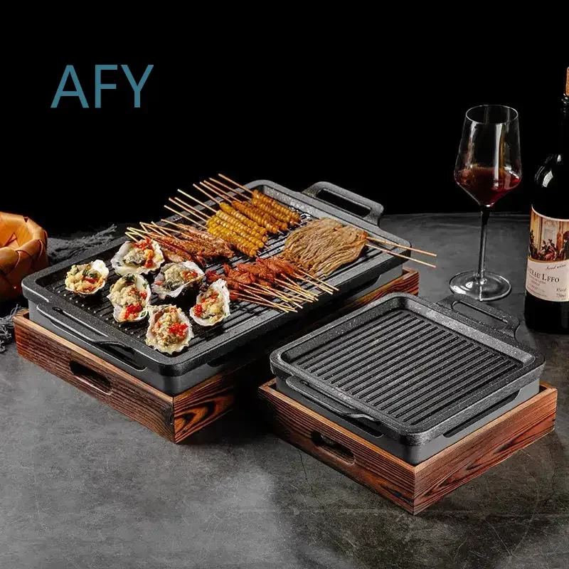 Smokeless Portable BBQ Grill for Korean Japanese Barbecue Oven Charcoal Grill Alcohol Stove Non Stick Indoor Outdoor