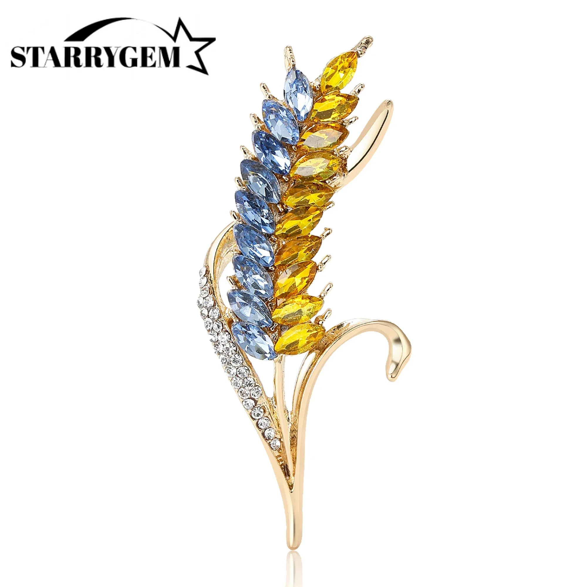 

Unique Style Rhinestone Ear of Wheat Brooches for Women Unisex 3-color Plant Wheats Pins Office Party Friend Gifts Accessories