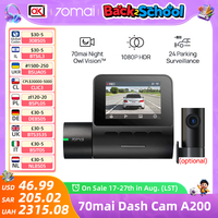 70mai Dash Cam A200 Dual-channel Record 1080P HDR 2'' IPS Screen 24H Parking Monitor 70mai Car DVR A200 130° FOV