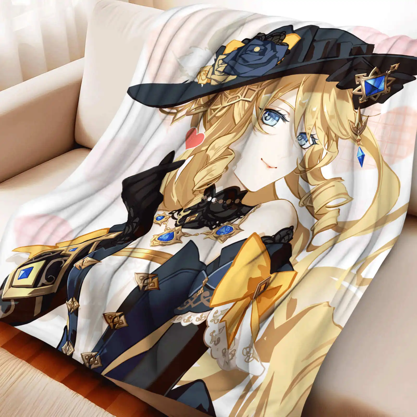 

Genshin Impact- Neuvillette аниме фланелевое одеяло диван флисовое одеяло для кемпинга пушистые мягкие одеяла