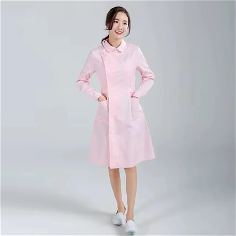 Vêtements d'infirmière à manches longues, vêtements de printemps pour femmes, poitrine partielle, poudre blanc vert, Slim, beauté, pharmacie, vêtements de travail dentaire