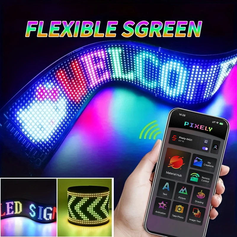 

1 Set USB 5V LED Multi-Purpose Sign DIY Text Animation LED Flexible Screen，For Car/Party/Bar/Concert/World Cup Party