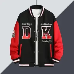Autumn Thin Men's Black Baseball Jacket Harajuku High Street Sports Jacket Fashionable Men's Baseball Uniform New 2024