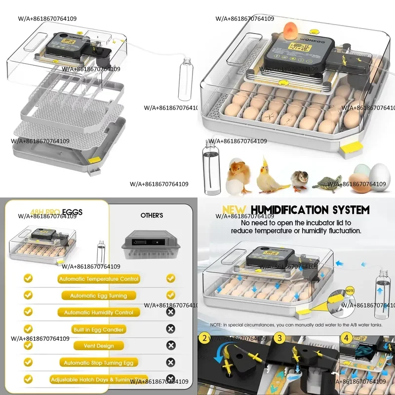 Durable WONEGG Dual Power Duck & Chicken Fully Automatic Hatcher Machine High Productivity New Farm Use ABS/PP