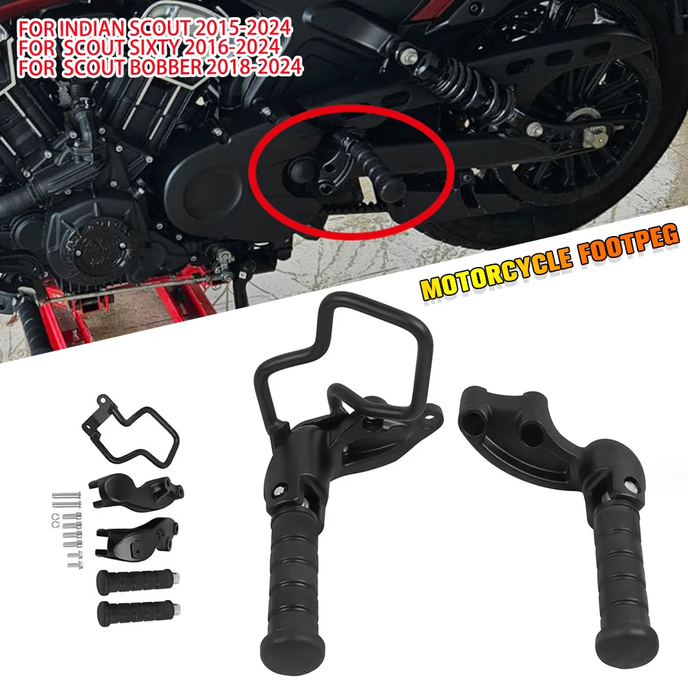 

Motorcycle Passenger Rear Footpeg Footrest Mounting Bracket For Indian Scout 2015-2024 Scout Sixty 2016-2024 Scout Bobber 18-24