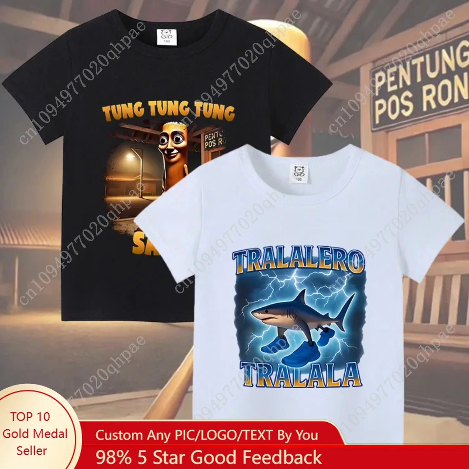 Sistoire Brainrot italienne vêtements d'annan à manches courtes chaud AI animaux enfant T-shirt respirant mignon garúr filles Base