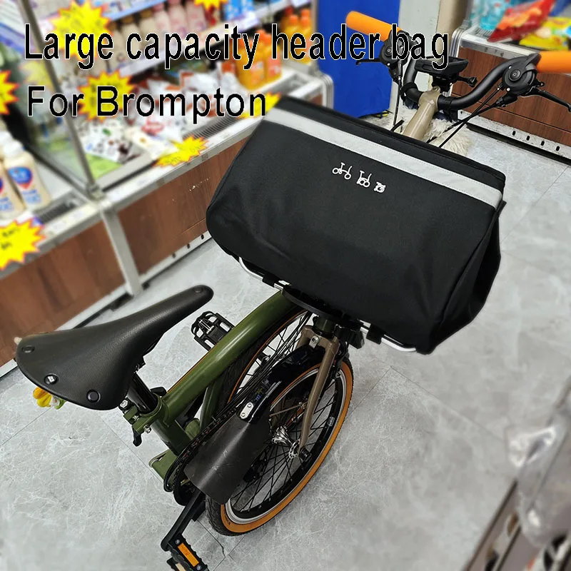 Für Brompton Faltrad: Vordere Aufbewahrungstasche mit Halterung, Original Vordertasche, Gemüsekorb und interne Halterung – Detail 10