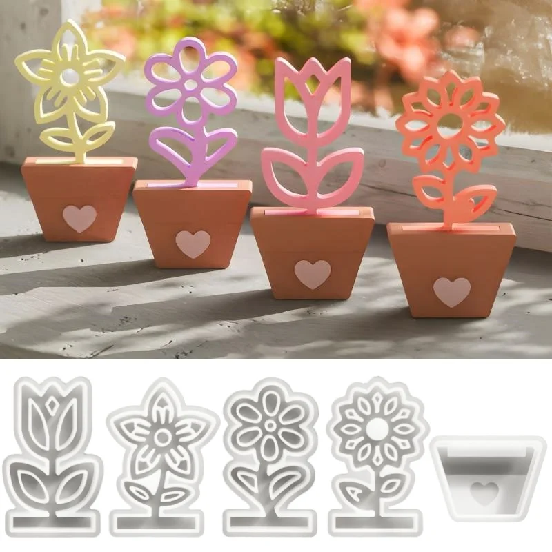 

DIY цветочный горшок, гипсовая силиконовая форма, 3D креативное растение в горшках, формы из гипсовой смолы, тюльпан, форма подсолнуха, изготовление настольных украшений