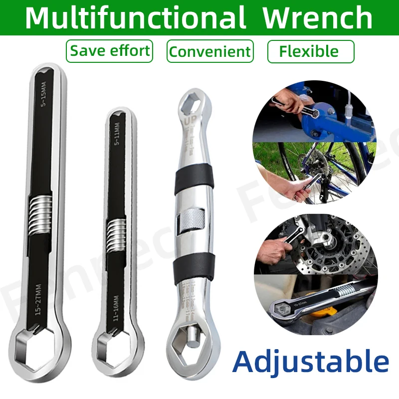 23 In 1 Universal Wrench Multi-Function Adjustable Spanner 7-19mm Rotate Double End Flexible Hand Tool for Car Repair