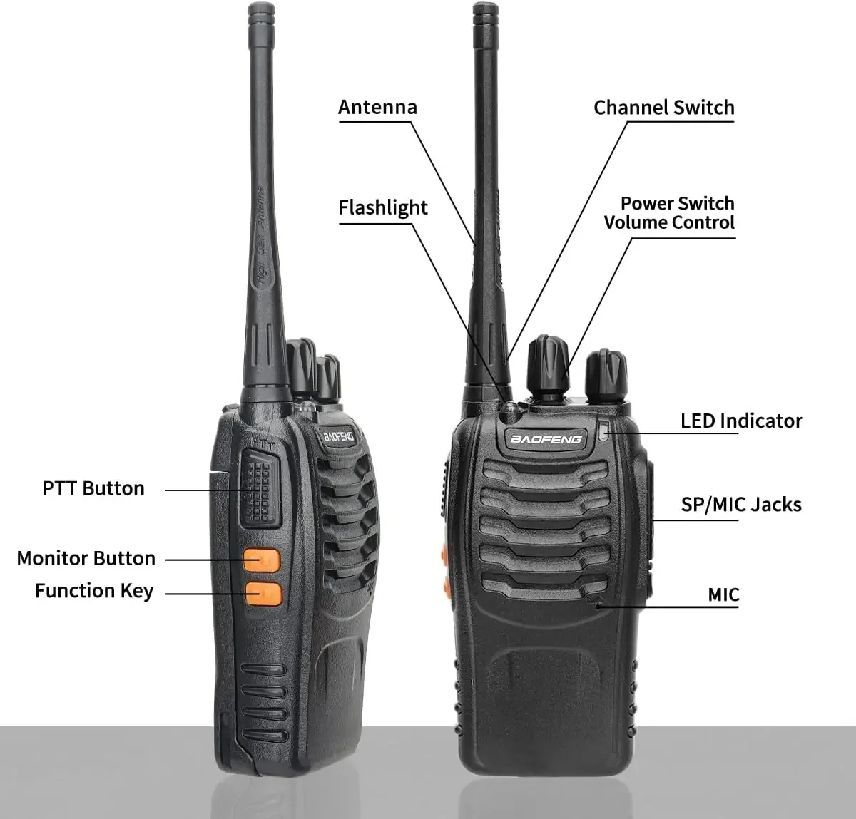 2PCS BaoFeng Walkie Takie BF-888S 5W UHF 400-470MHz Ham Amateur Radio Baofeng 888s VOX Radio with Earpiece For Hunting Hotel