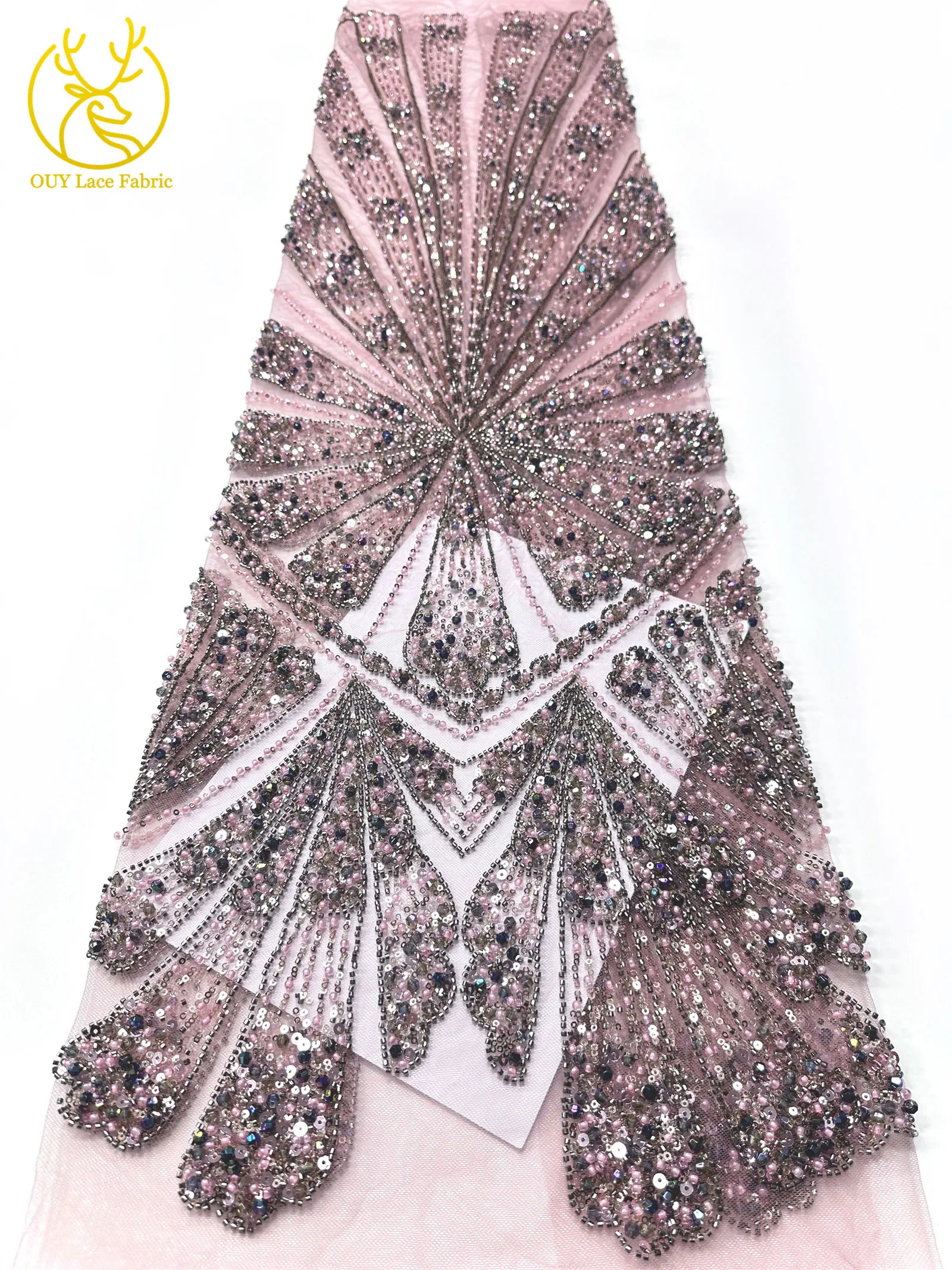 2026 Neuer Afrikanischer Schwer Perlenverzierter Spitzenstoff Hochwertiger Französischer Tüll Pailletten-Spitzenstoff Premium Maßgefertigtes Damen-Abendkleid – Detail 24