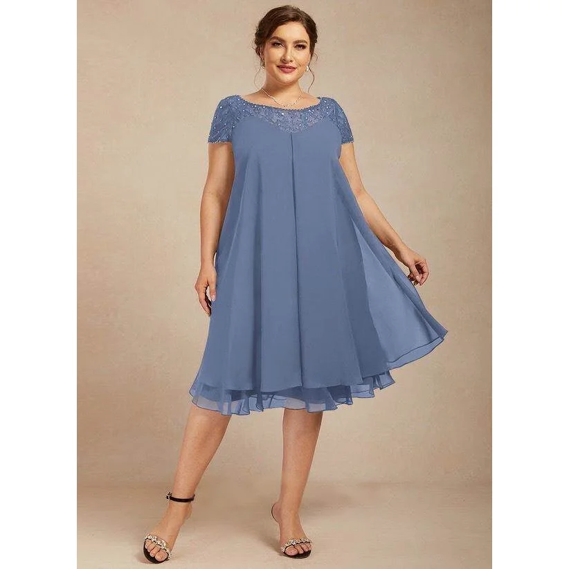 

New 2026 plus Size Women's Chiffon Dress Wedding Party Celebration Gown Elegant Autumn Seven Sleeve Fashionable Women's Wear