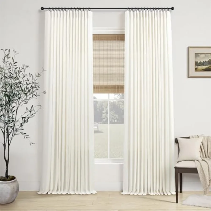 

Плиссированные шторы Ph Pleated Naal n Cream Curins 84h L, 2 панели, для гостиной и спальни, цвет слоновой кости, полупрозрачные, светлые, в современном стиле бохо, нейтральные, длинные.