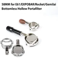 58MM Stainless Steel Espresso Coffee Filter for E61/EXPOBAR/Rocket/Gemilai Universal Bottomless Hollow Portafilter Tool