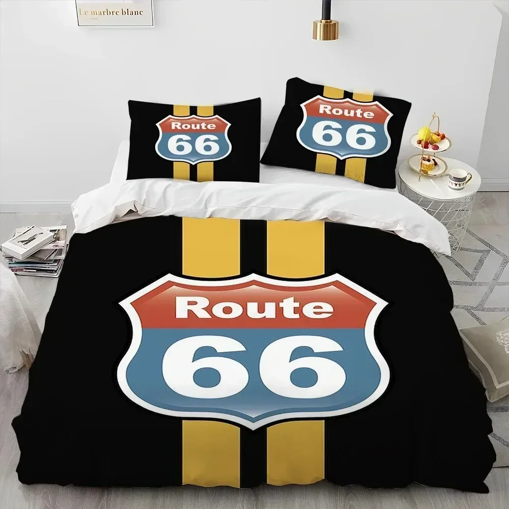 3D Print Historic Route 66,Mother Road,Comforter Bedding Set,Duvet Cover Bed Set Quilt Pillowcase,king Queen Size Bedding Set