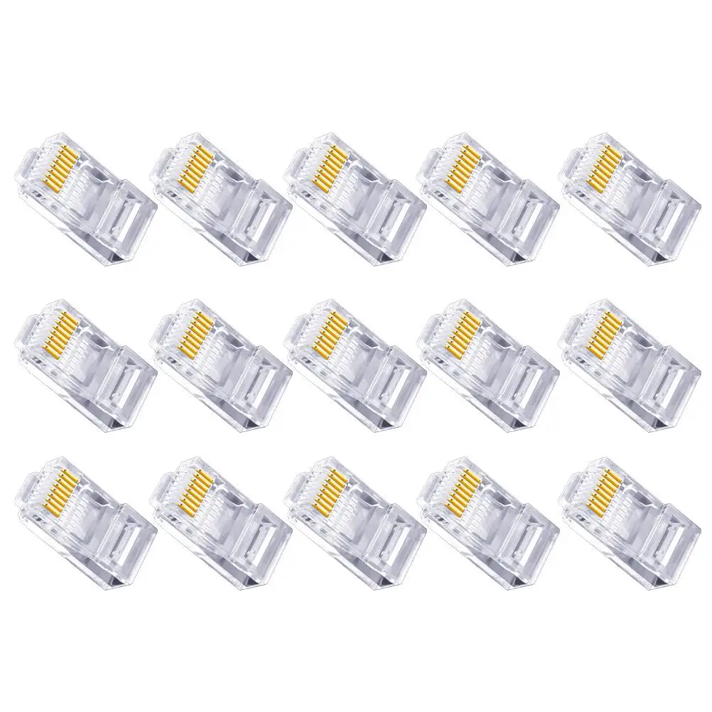 

100pcs Ethernet Cable Crimp Connector Clear PC Material Reinforced Clip Network Cable End Connectors Easy Install Network