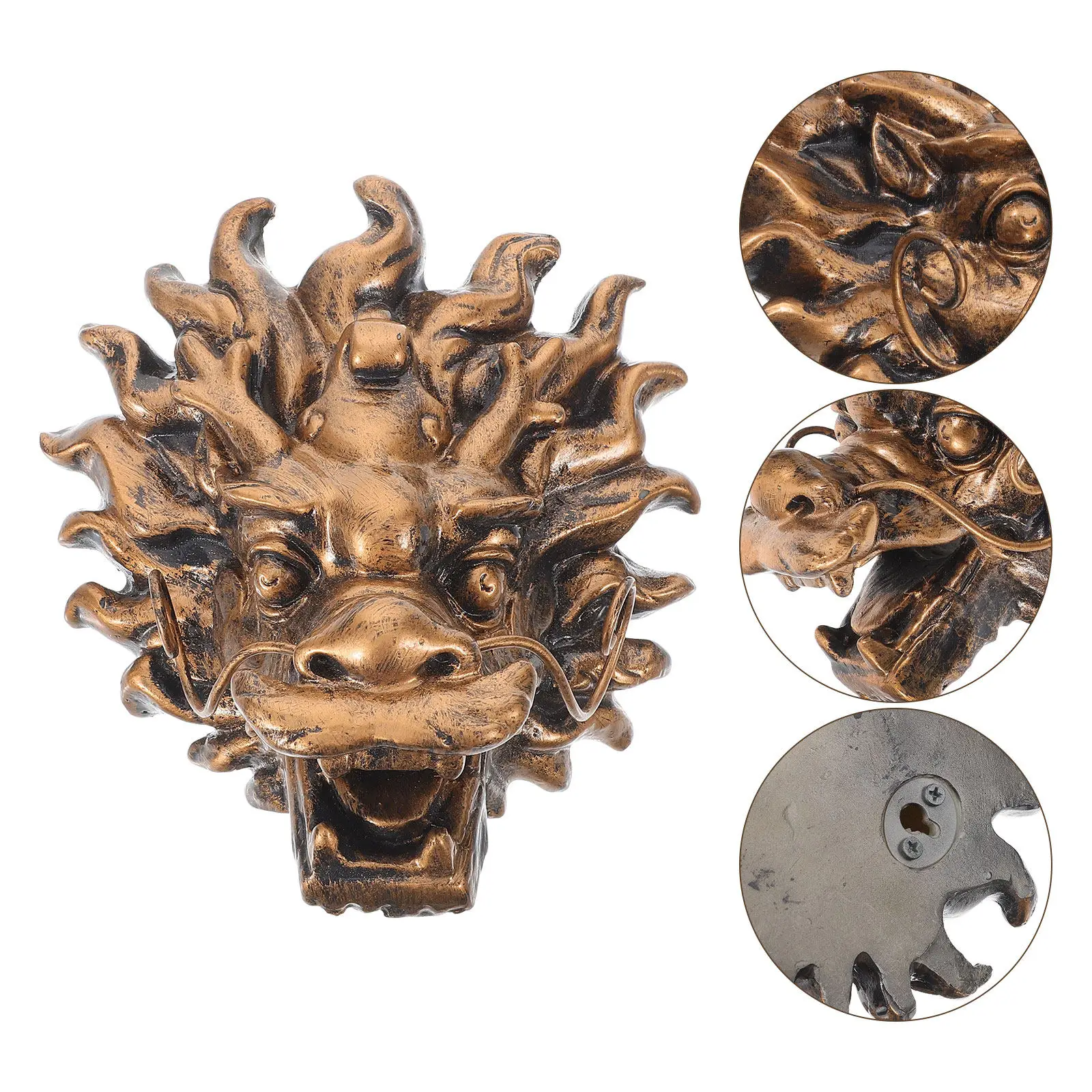 

Resin Garden Wall Fountain Golden Dragon Head Outdoor Fountain Faucet Villa Water Feature Large Garden Water Outlet