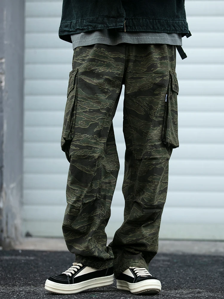 Pantalones Cargo de camuflaje para hombres, ropa para exteriores, pantalones tácticos, pantalones holgados informales, artesanía Retro americana Ast, alta calidad