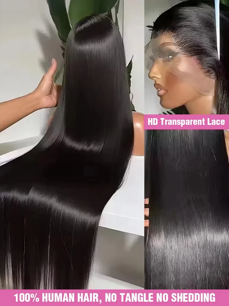 200% الكثافة 42 بوصة مستقيم الدانتيل الجبهة الباروكات 13x4 HD الدانتيل الشفاف الجبهة الباروكات الباروكات شعر الإنسان قبل قطعها مع شعر الطفل