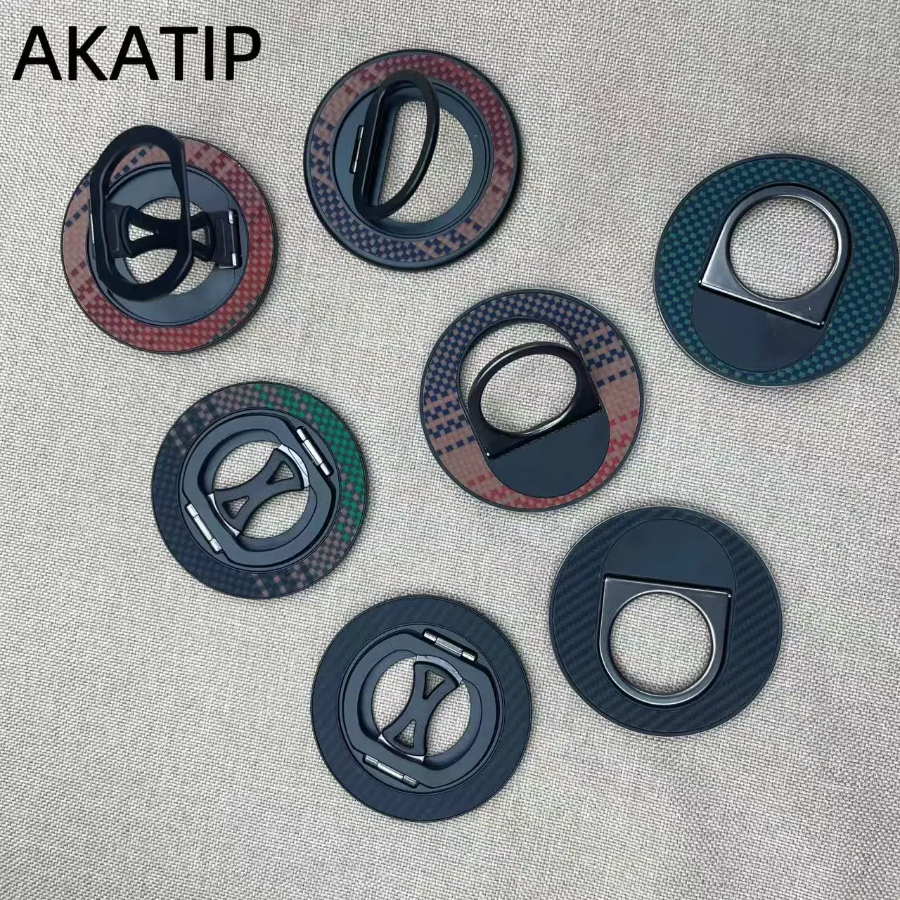 AKATIP Real Aramid Fiber Phone Holder with Magnetic Phone Case and Lazy Desktop Holder Made of Carbon Fiber