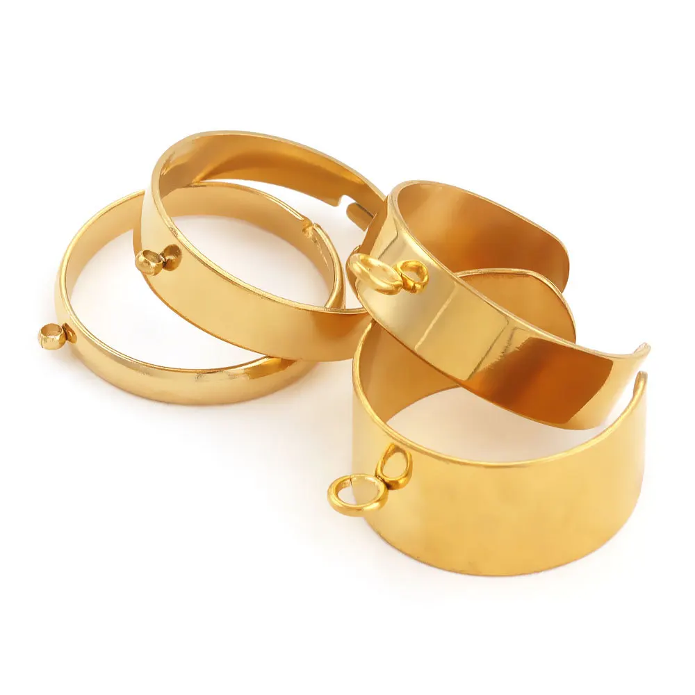5 teile/los Edelstahl Einstellbar Leere Ring Mit Löcher Für DIY Schmuck, Der Einstellung Zubehör Charms Materialien Handwerk – Detail 1