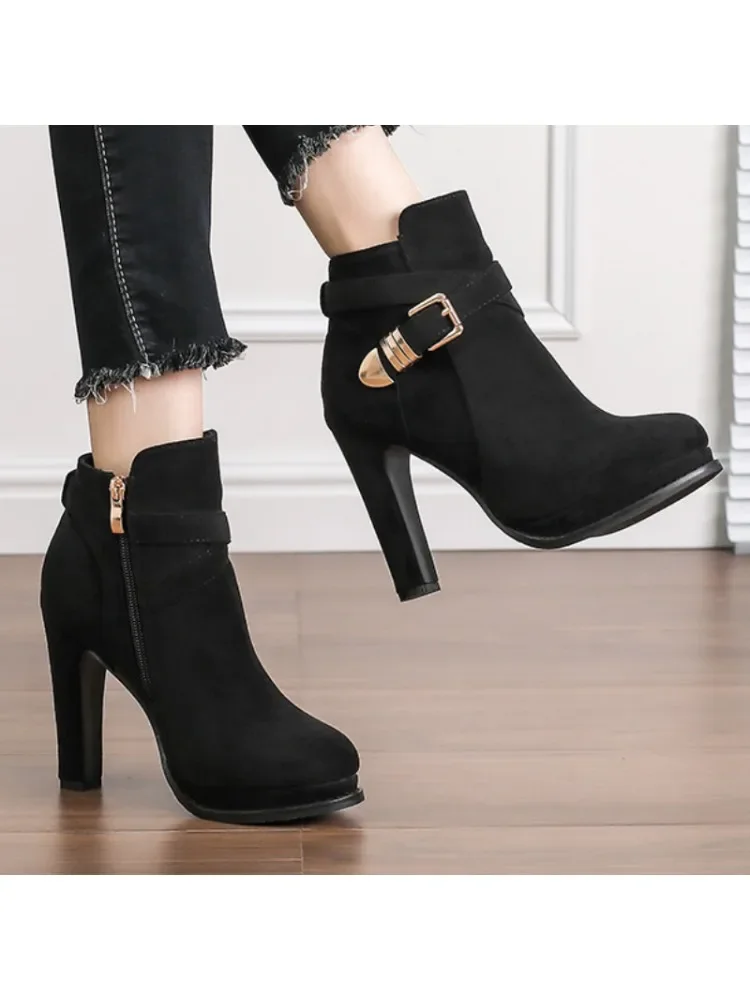 Women Ankle Boots Platform Zipper High Heels Short Boot Female Buckle Autumn Winter Sexy Ladies Booties Zapatillas De Mujer