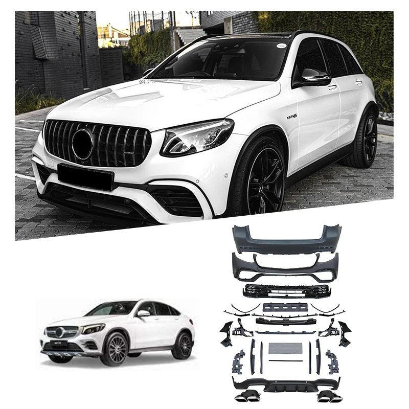 for  Hot Sale Amg Surrounds Front  Rear Bumper Modifications Body Kit For Mercedes-Benz GLC-Class X253 Late Change To GLC63 AMG