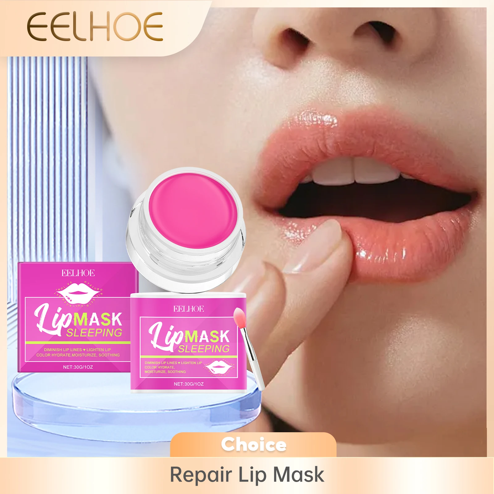 

Moisturizing Plumping Lip Mask Fading Lip Lines Improving Dryness Peeling Nourishing Anti-Cracking Lip Care Products with Tool