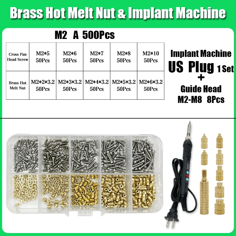 M2 M3 M4 Messing Einsatz Mutter Bolzen Schraube Implantation Maschine Hot Melt Rändelgewinde Wärme Lötkolben Spitze 3D Drucker Zubehör – Detail 21