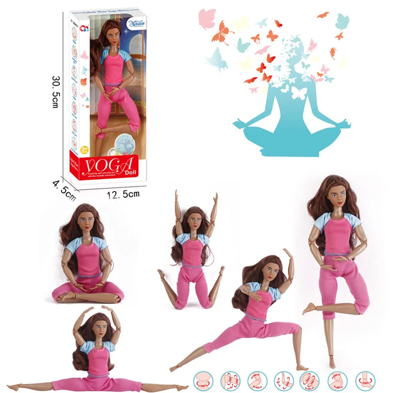 Muñecas negras de Yoga, juguetes para niños, artículos Kawaii, figura deportiva de mujer africana, accesorios para muñecas para Barbie DIY, regalo de fiesta para niñas